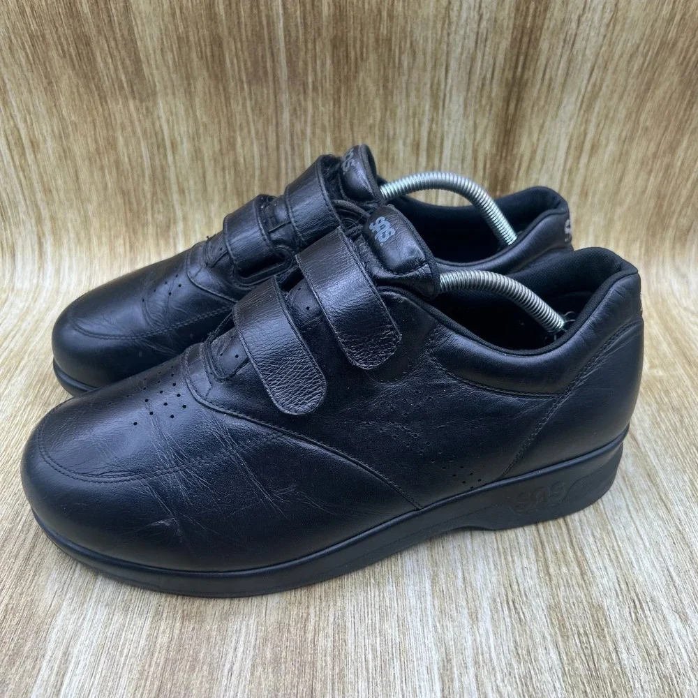 SAS VTO Walking Shoes Men's Size 10.5 WW Black Leather Hook and Loop Made in USA